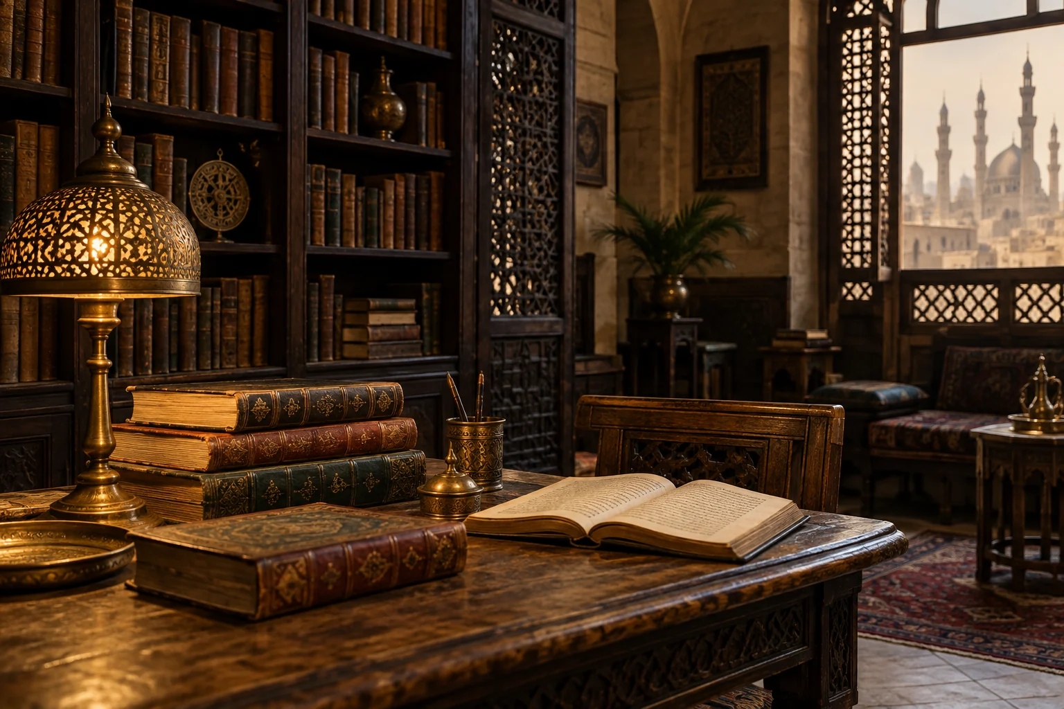 كتب عربية مفتوحة في واجهة مكتبة مِداد الرقمية